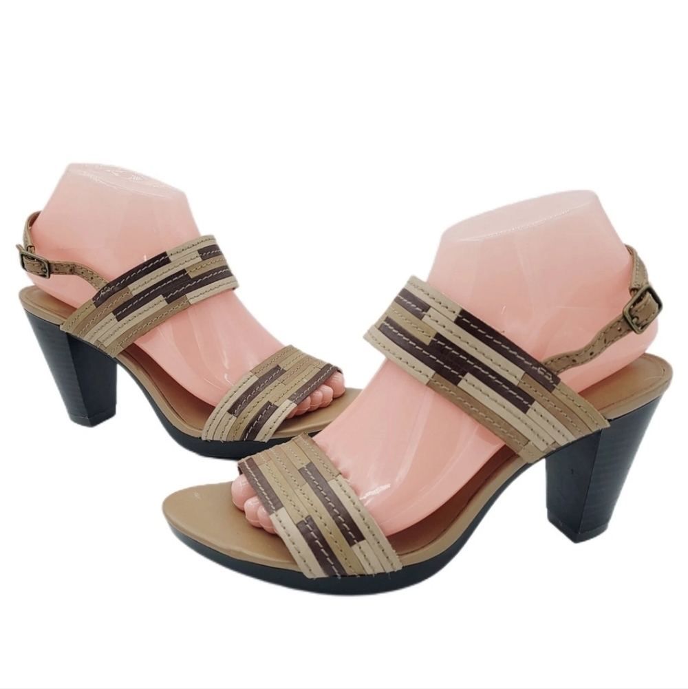 Clarks Brown Multi Slingback Heeled Open Toe Sandals Women's Size 8.5M